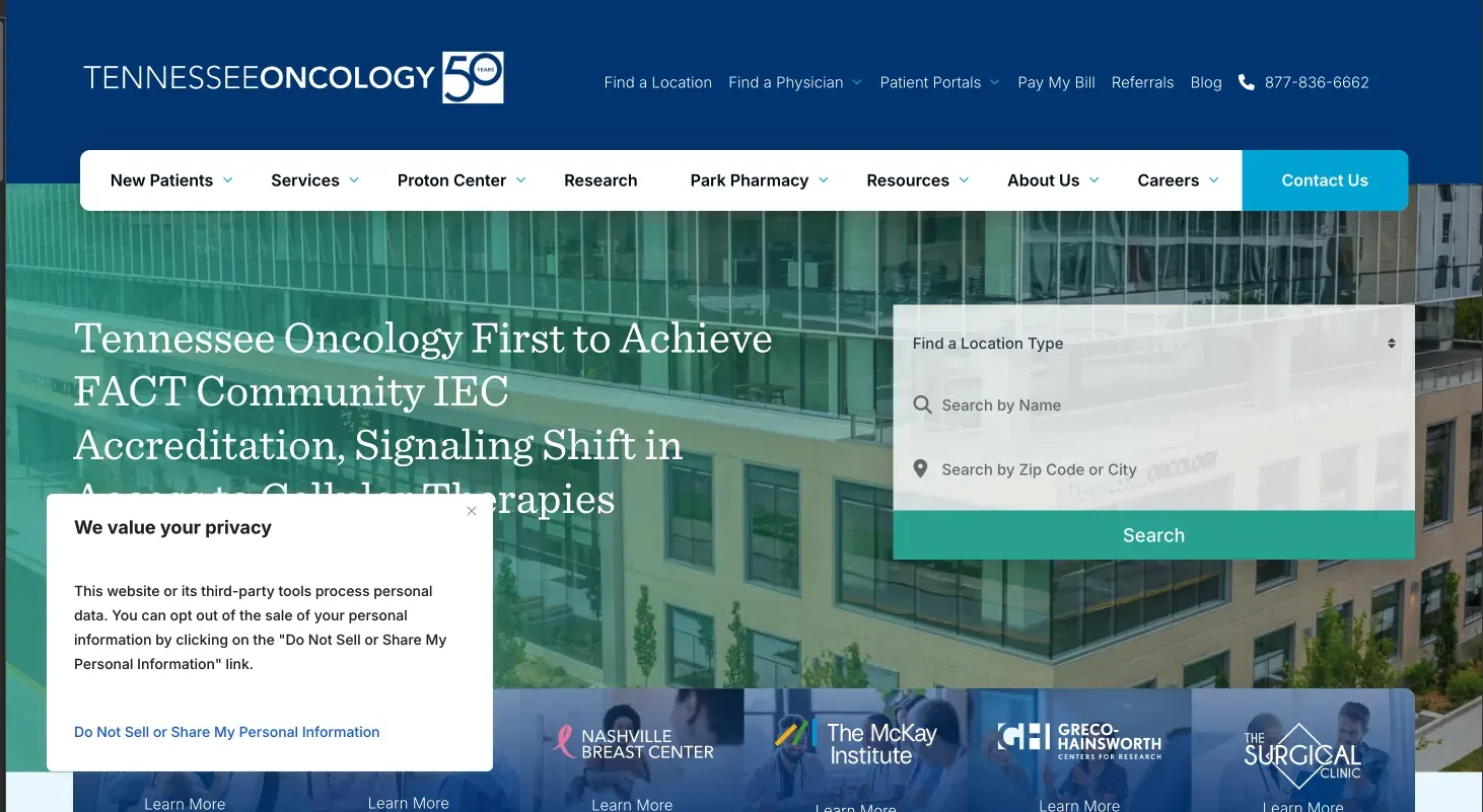 Tennessee Oncology homepage