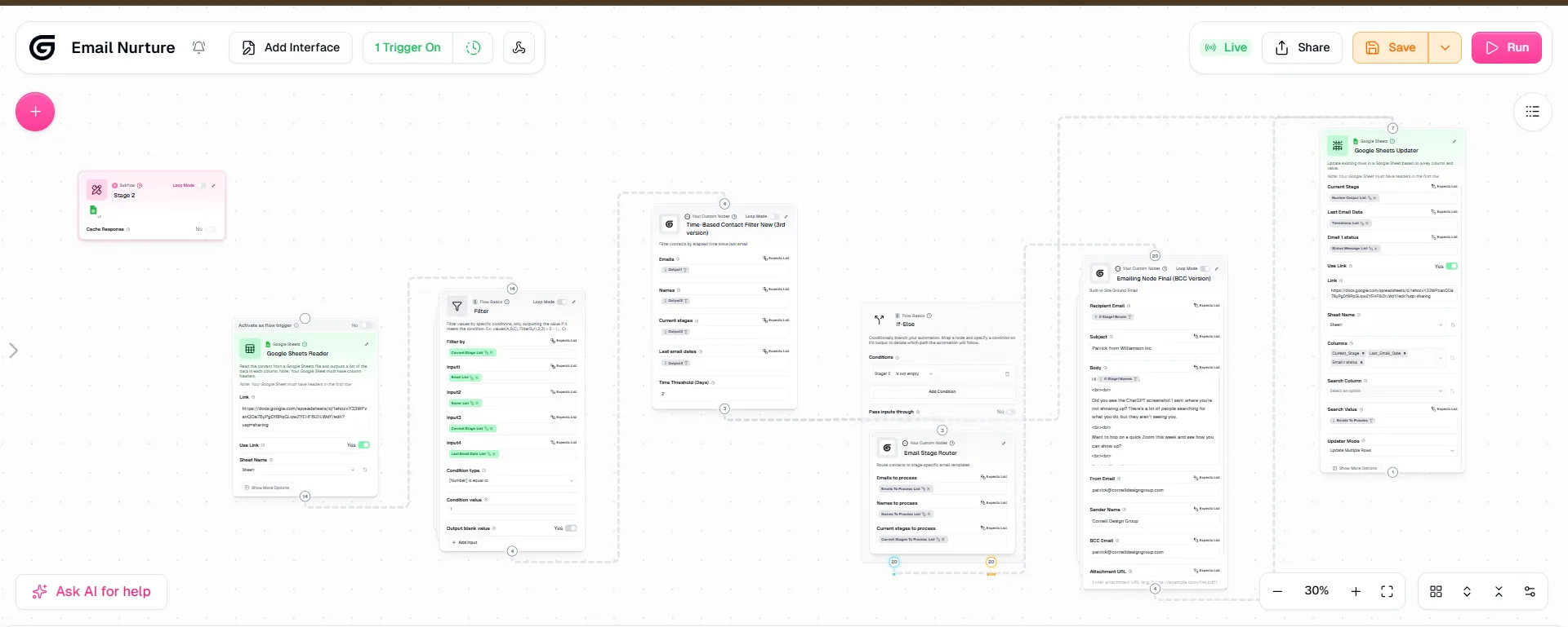 Automated email nurture sequence workflow