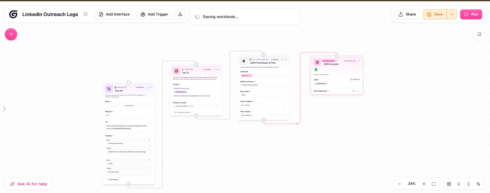 LinkedIn outreach automation workflow