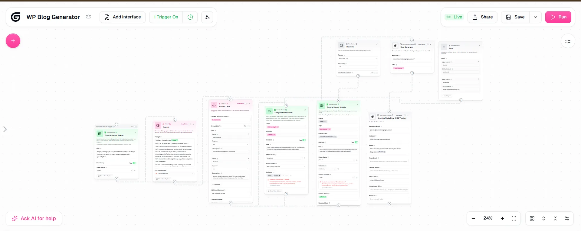 AI-drafted WordPress blog publishing workflow
