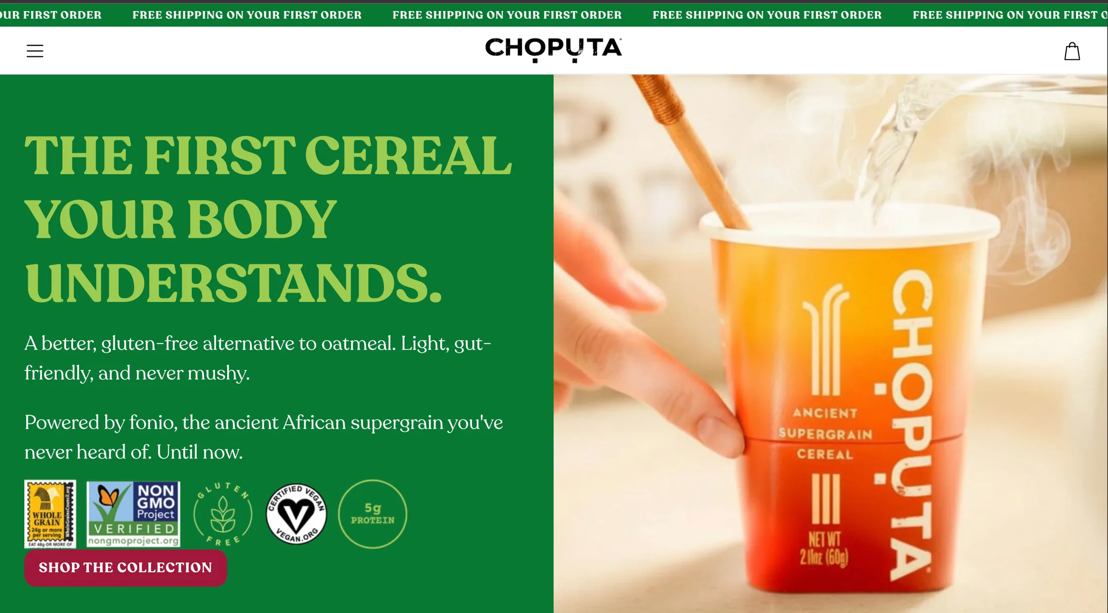 Choputa Shopify homepage
